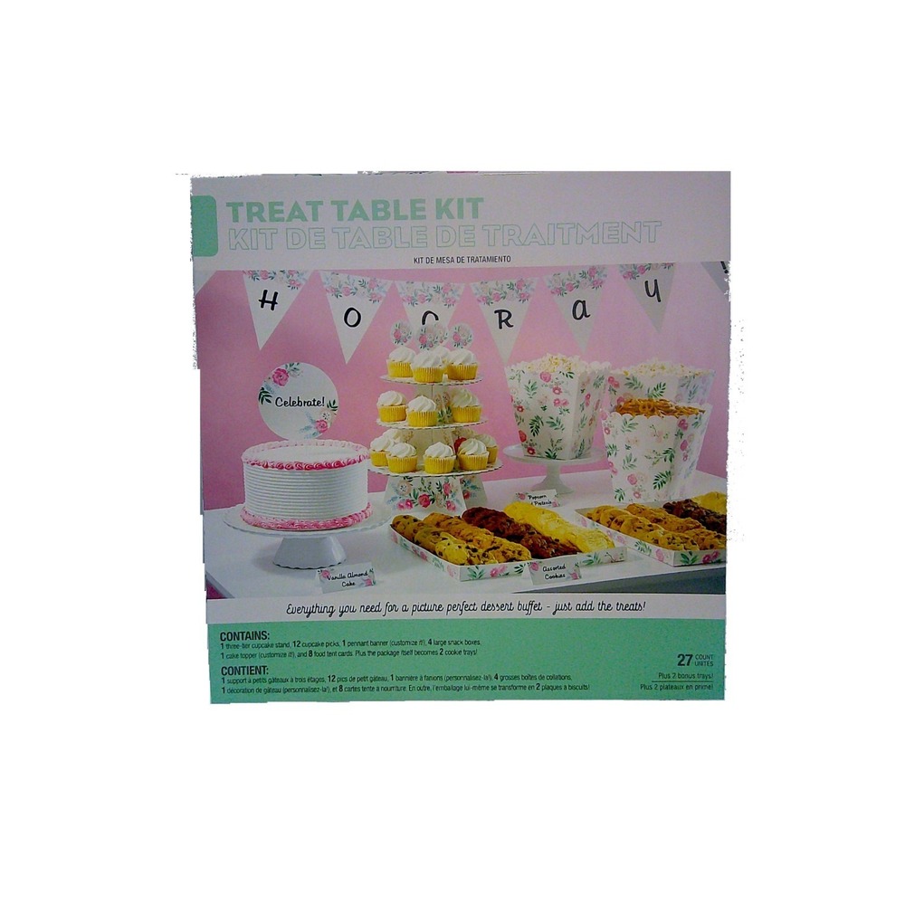 NEW 27‎ PIECE TREAT TABLE KIT, FLORAL DESIGN